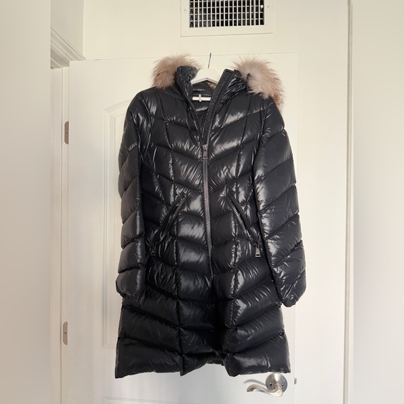 Moncler Fulmarus Fox Fur Trim Chevron Black Puffer Coat Large (3) - Picture 6 of 11